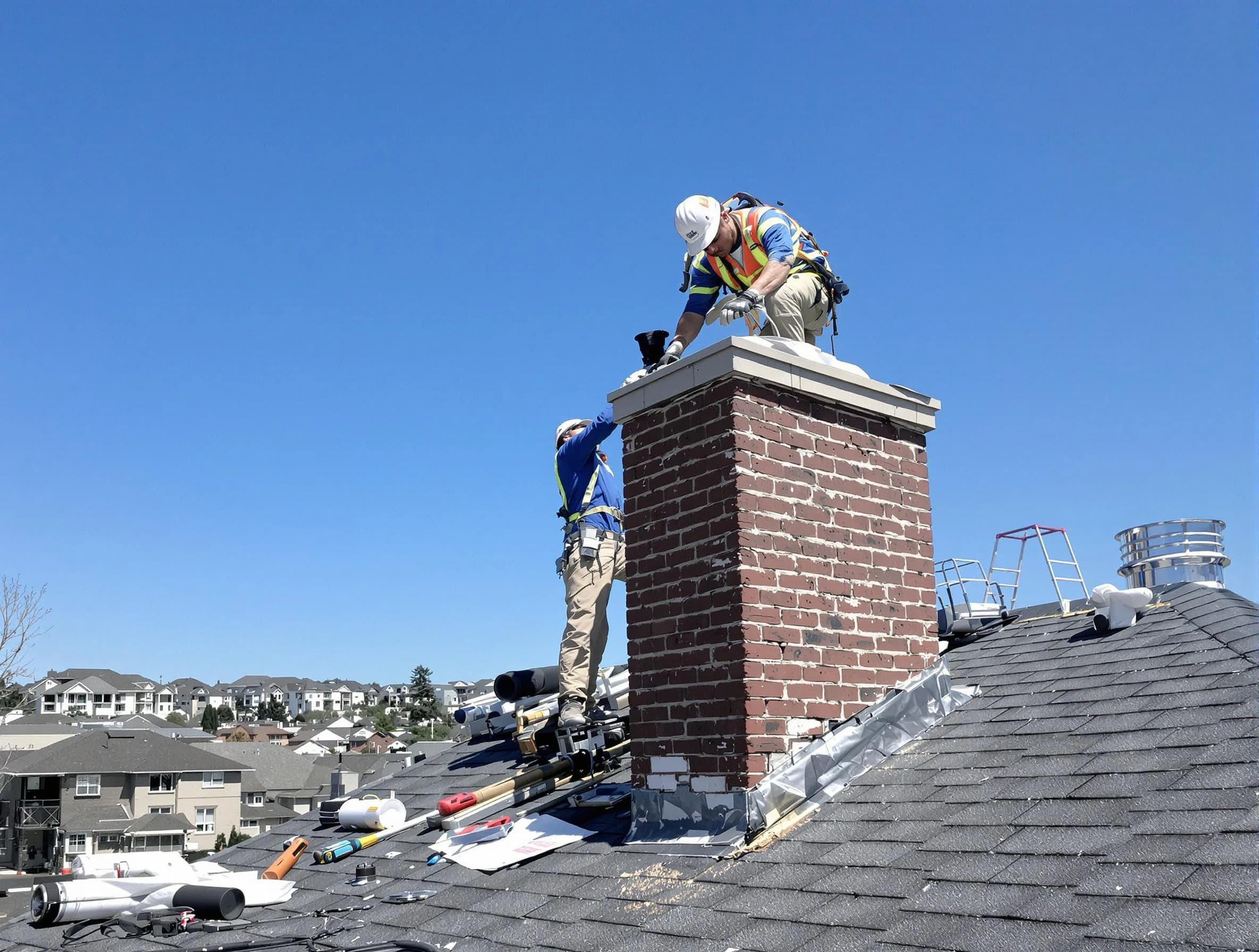Glenshaw Chimney Sweep repairing a chimney crown in Glenshaw, PA
