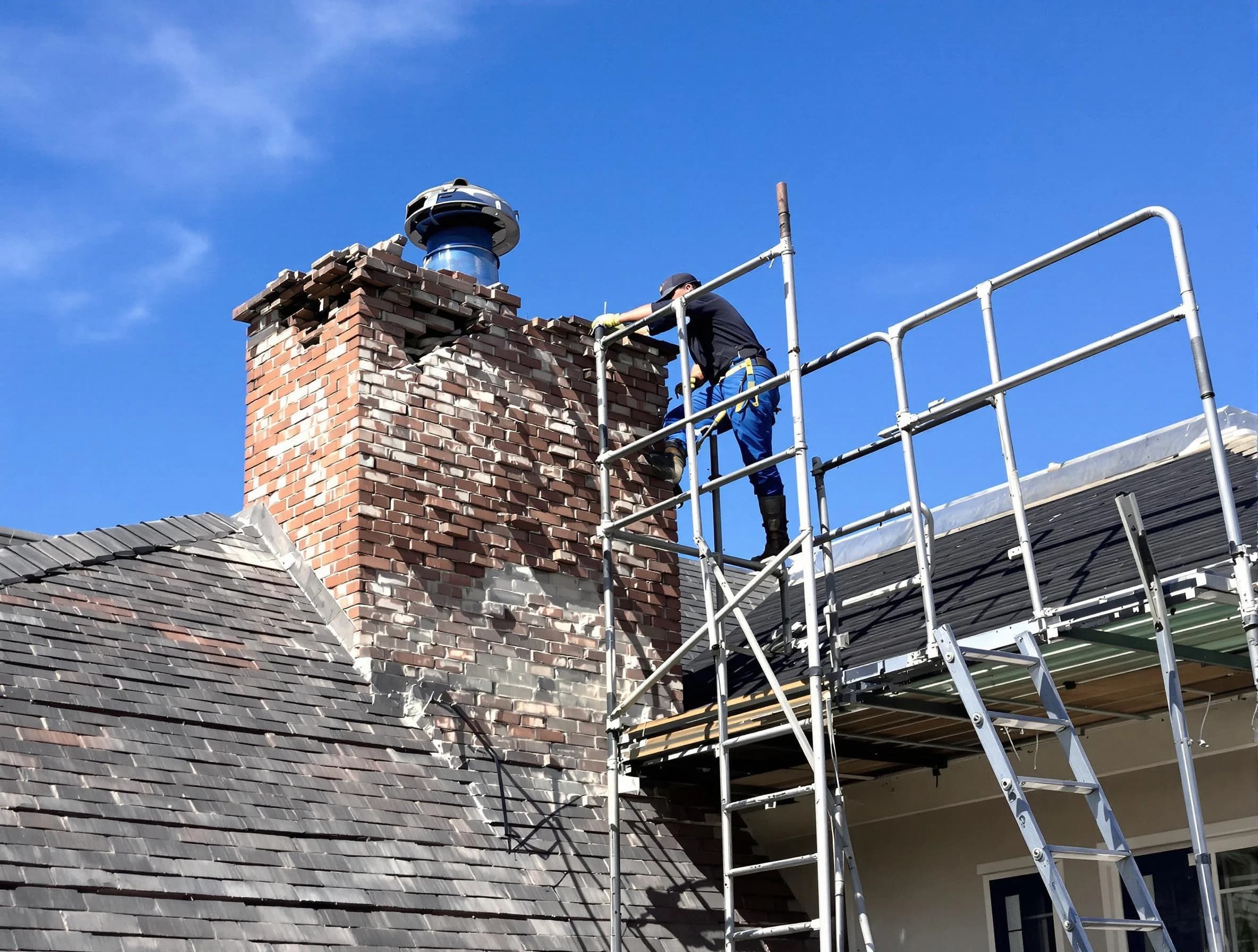 Rebuilding a chimney structure by Glenshaw Chimney Sweep in Glenshaw, PA