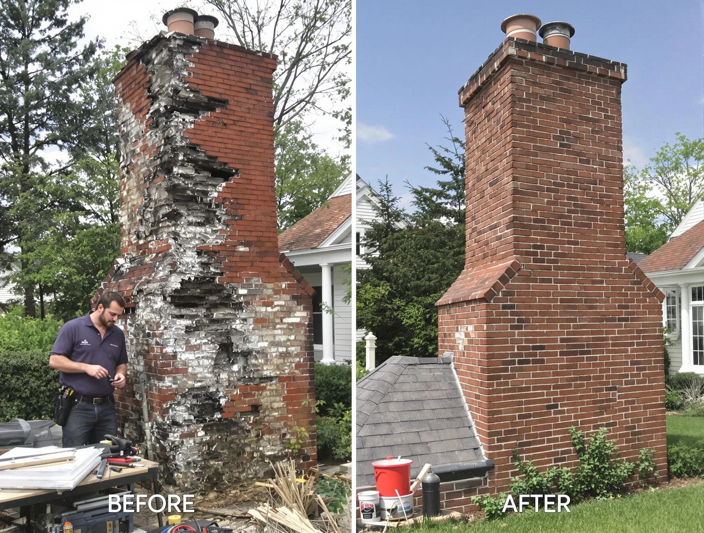 Glenshaw Chimney Sweep performing a full chimney restoration in Glenshaw, PA