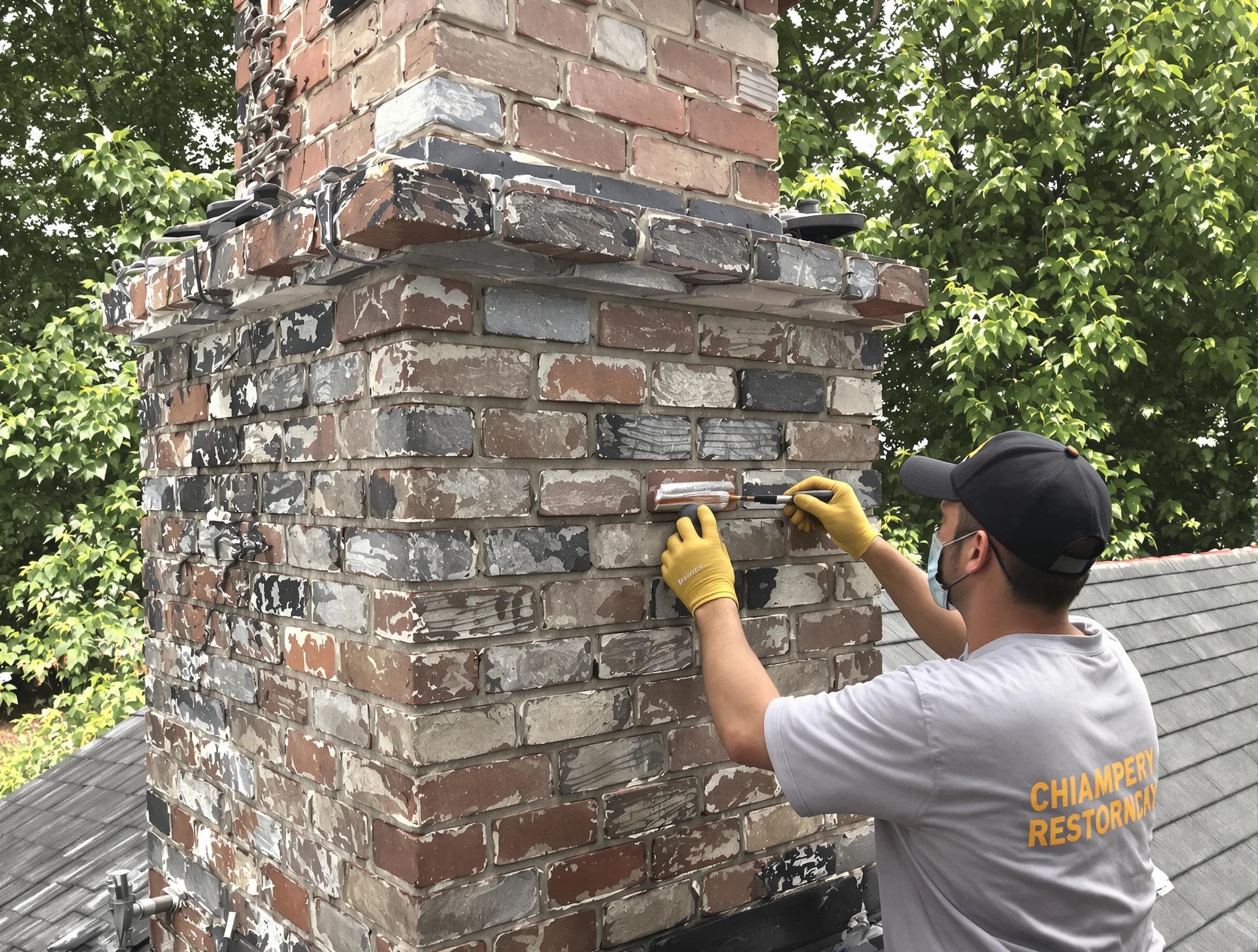 In-progress chimney restoration by Glenshaw Chimney Sweep in Glenshaw, PA