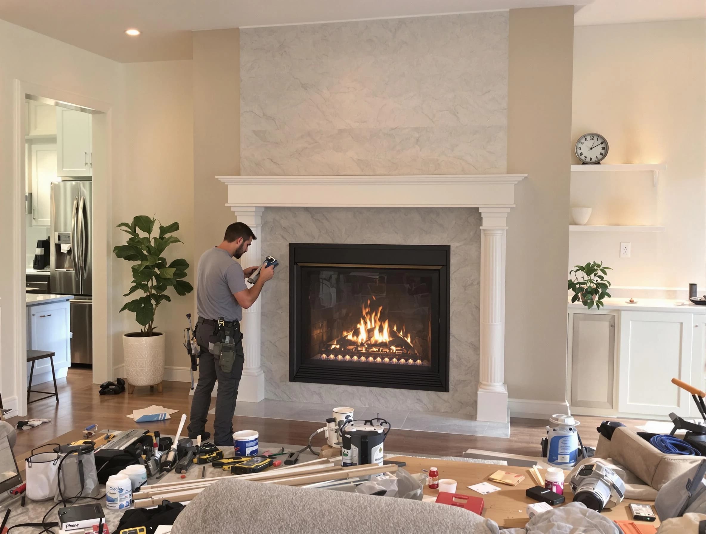 Newly installed fireplace by Glenshaw Chimney Sweep in Glenshaw, PA