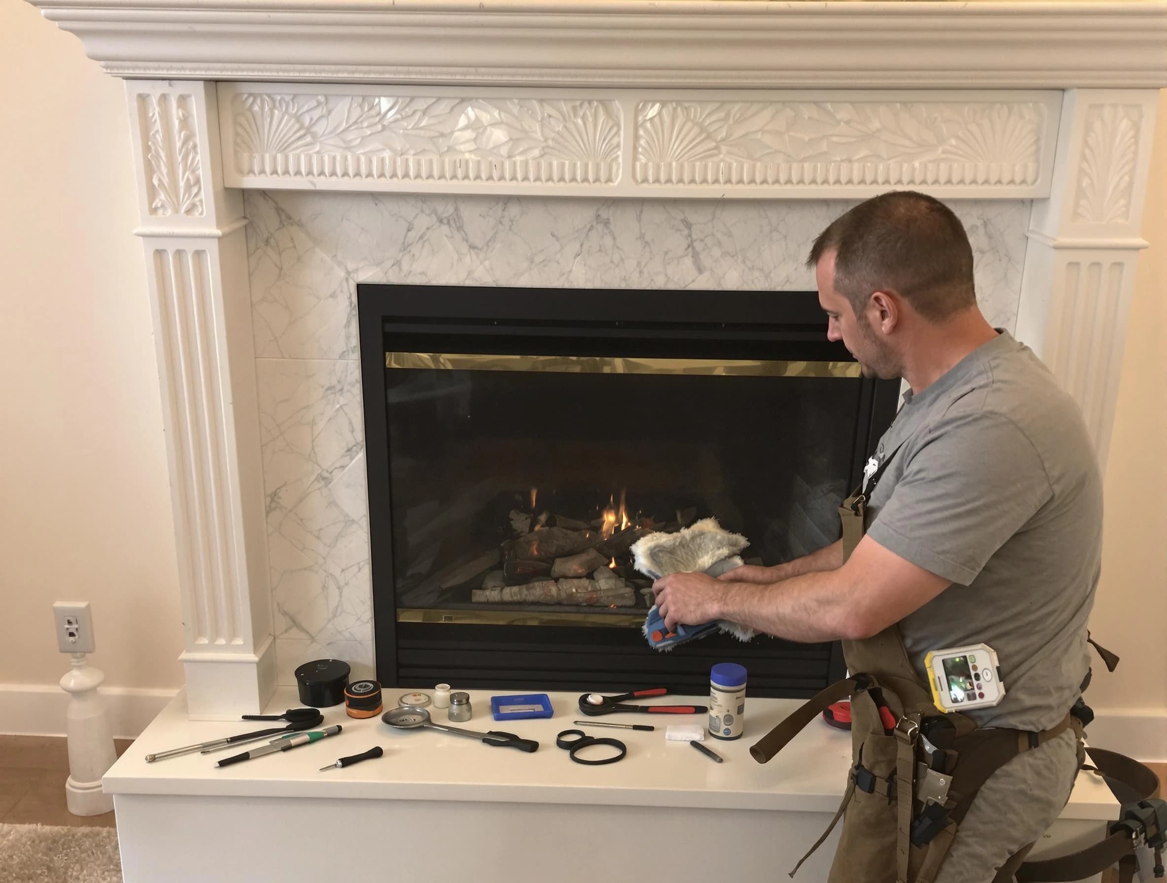 Glenshaw Chimney Sweep performing fireplace maintenance in Glenshaw, PA