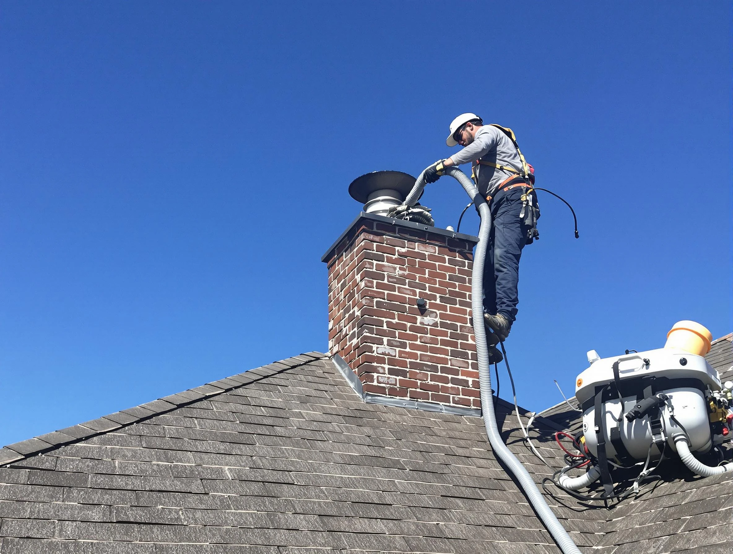Dedicated Glenshaw Chimney Sweep team member cleaning a chimney in Glenshaw, PA
