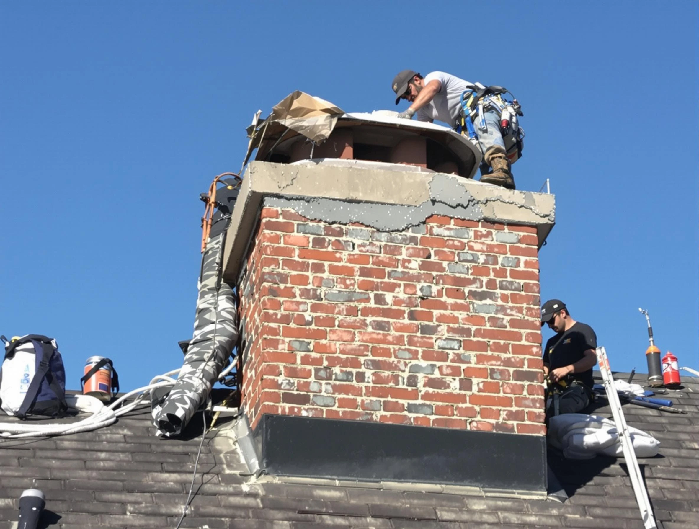 Glenshaw Chimney Sweep installing a custom chimney crown in Glenshaw, PA