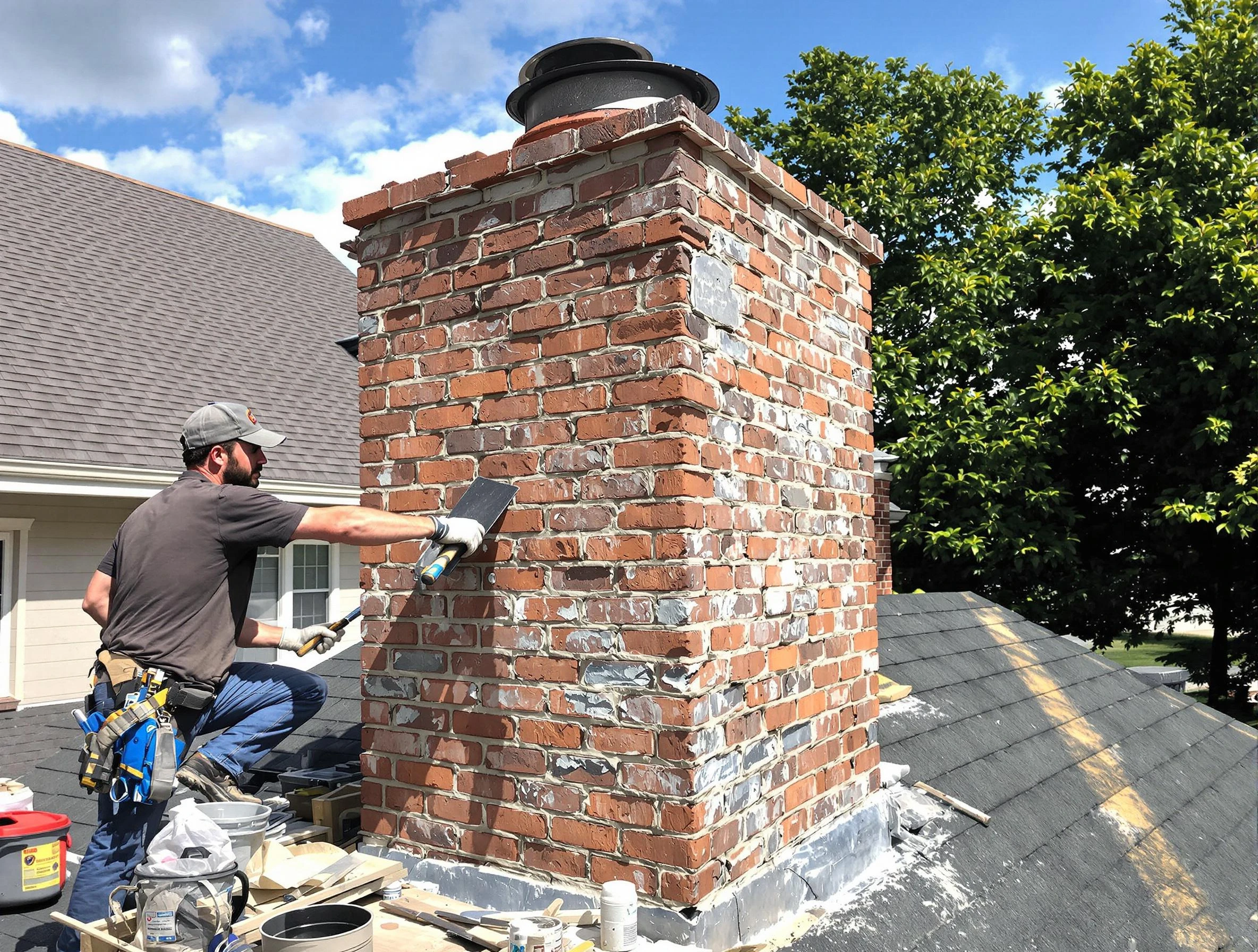 Completed chimney rebuild by Glenshaw Chimney Sweep in Glenshaw, PA