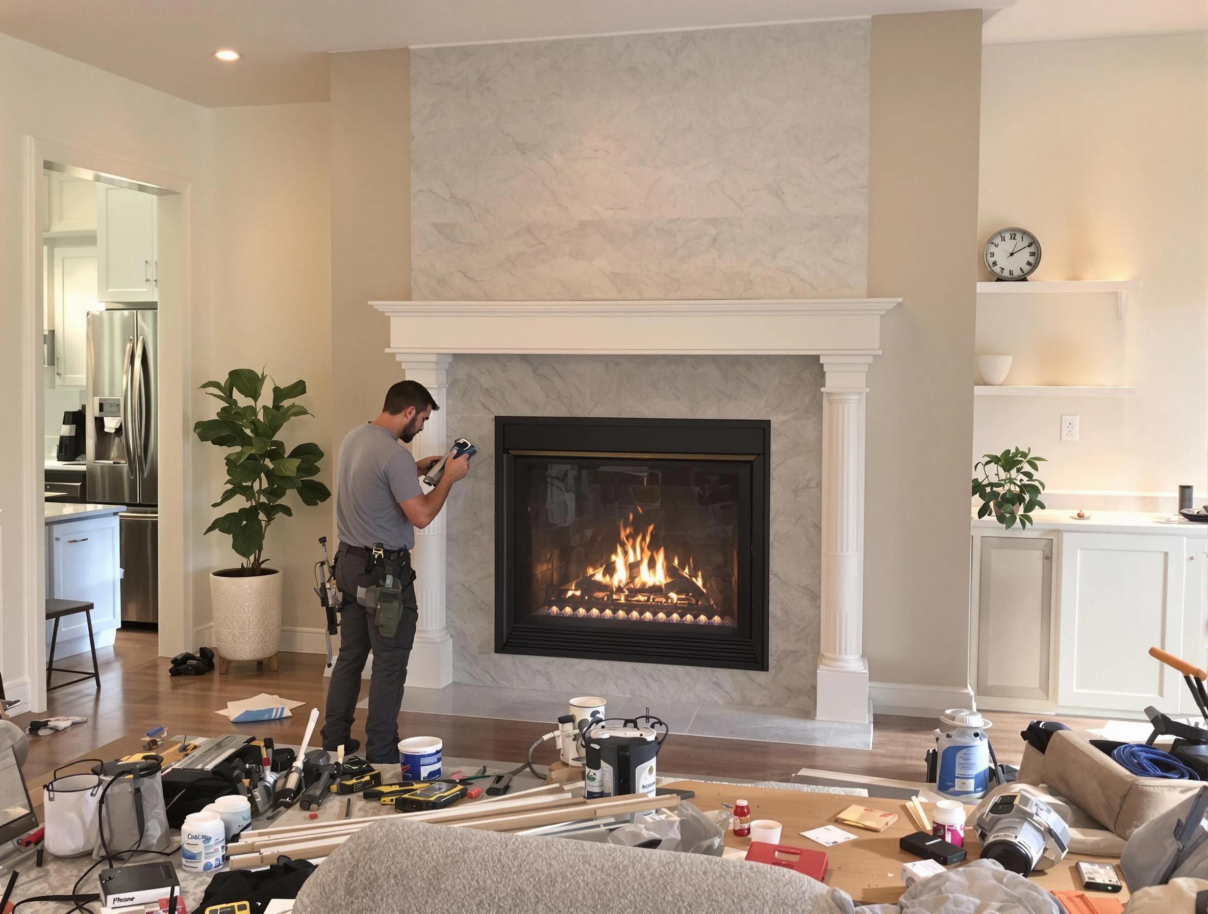 Newly installed fireplace by Glenshaw Chimney Sweep in Glenshaw, PA