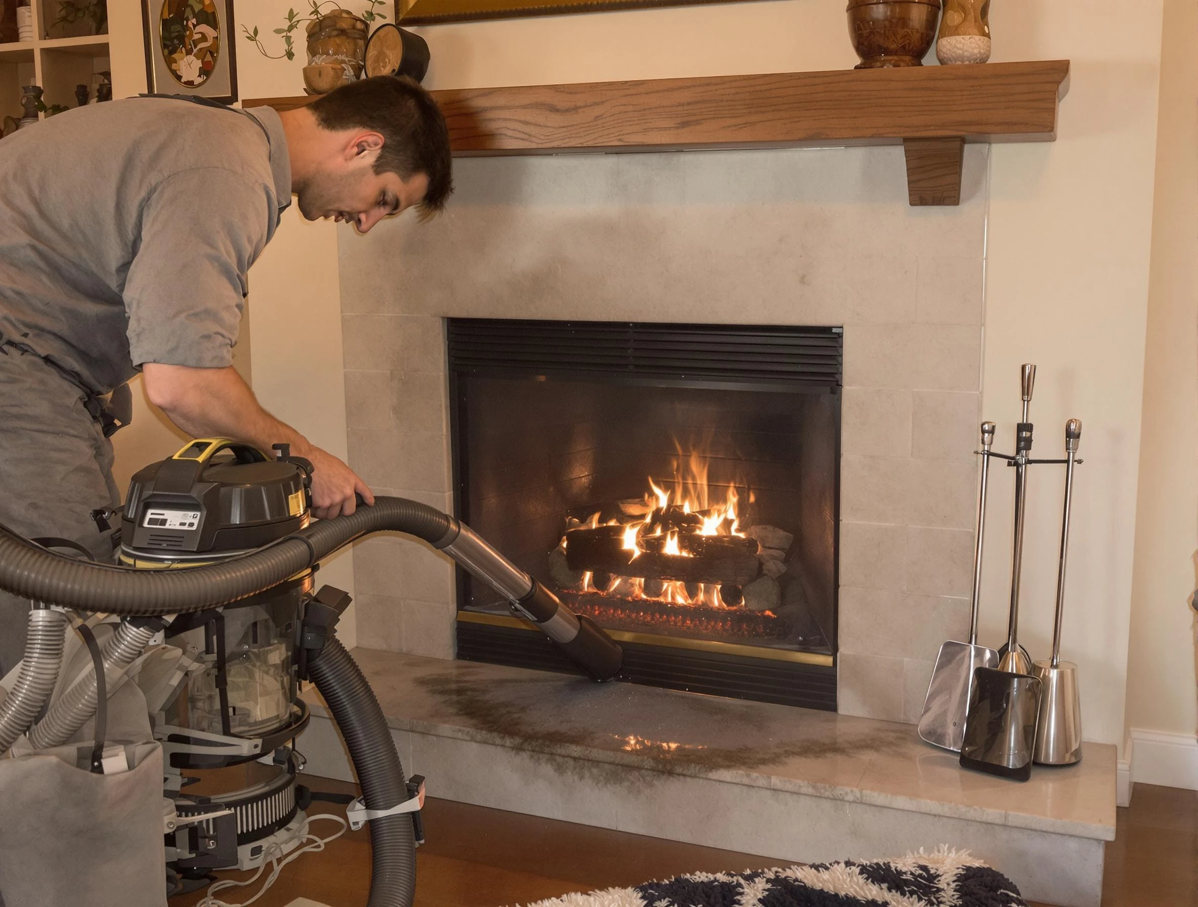 Routine fireplace upkeep by Glenshaw Chimney Sweep in Glenshaw, PA